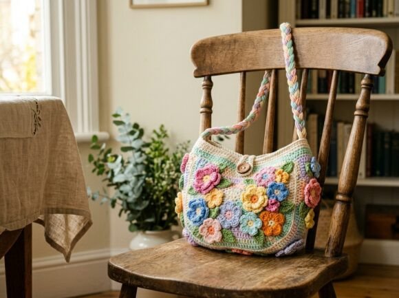 Floral Crochet Shoulder Bag Pattern - free crochet bag pattern