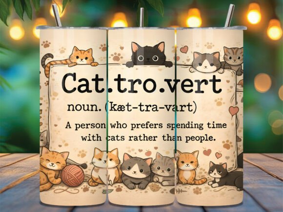 Funny Cattrovert Cat 20oz Tumbler Wrap
