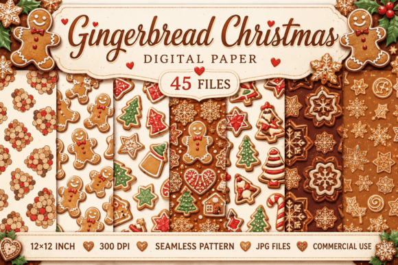 Gingerbread Christmas Seamless Patterns