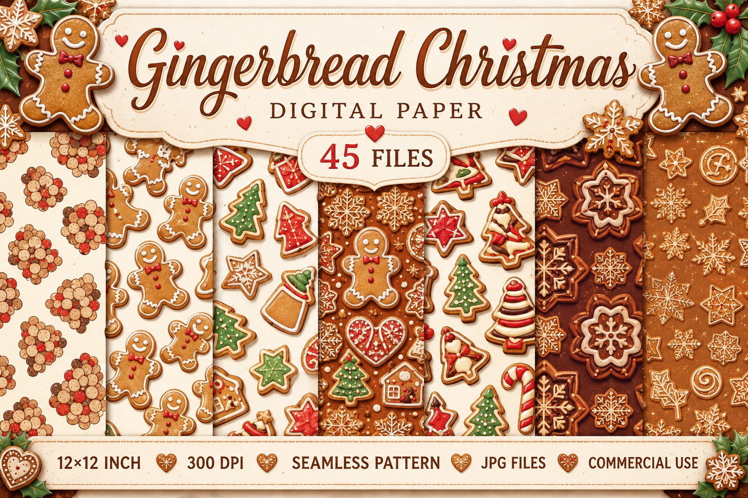 Gingerbread Christmas Seamless Patterns