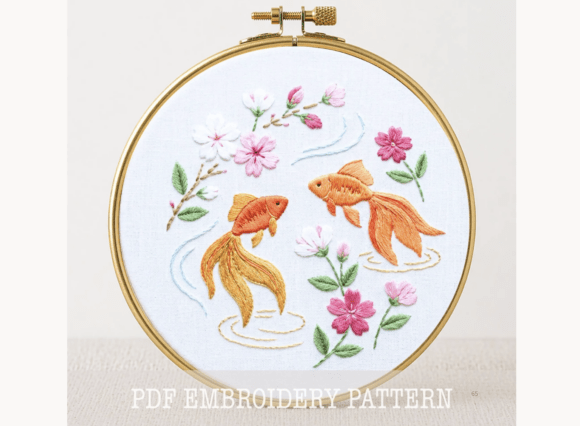 Goldfish Flower DIY Embroidery Pattern