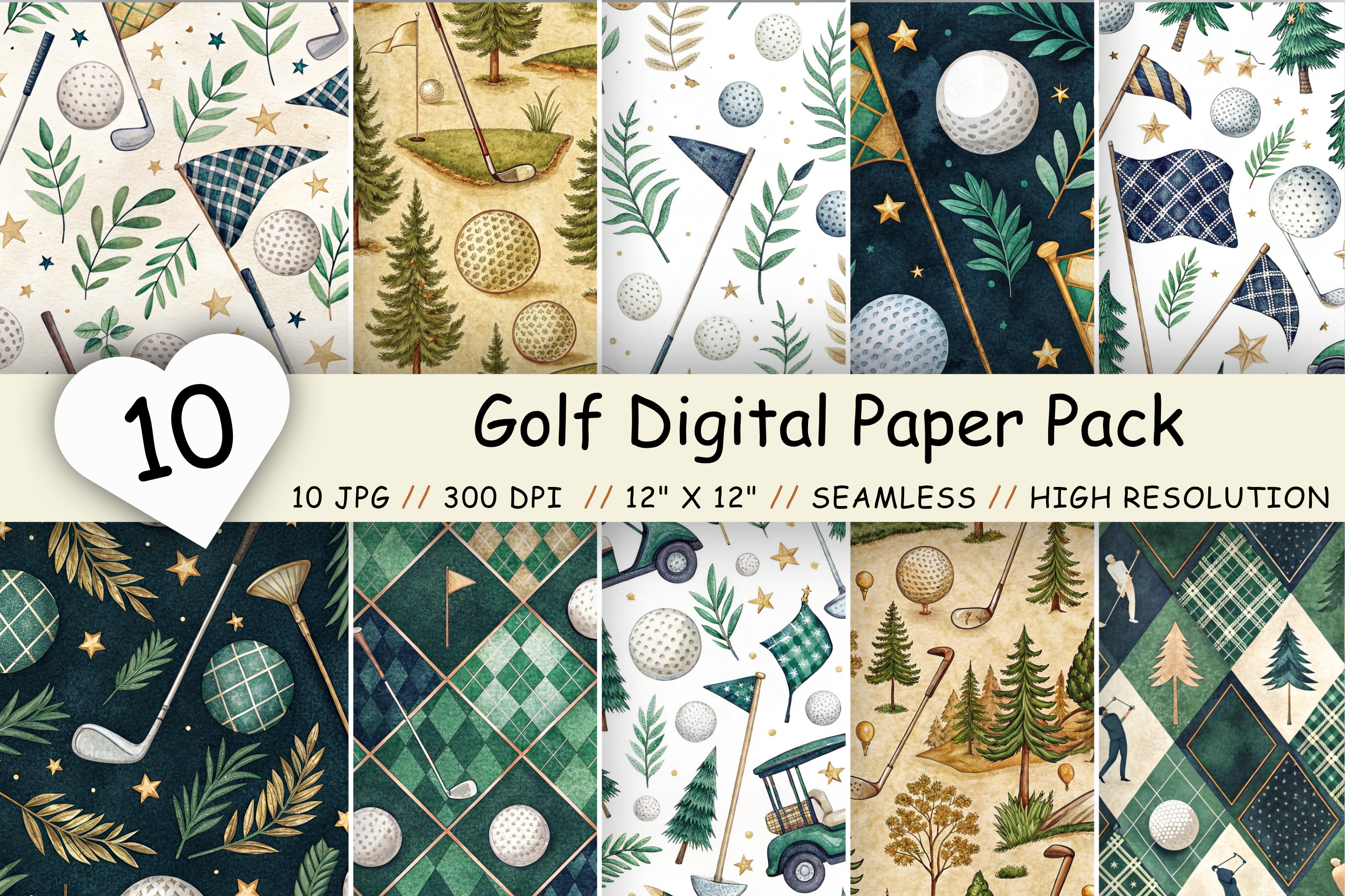 Golf Digital Paper Pack, Seamless