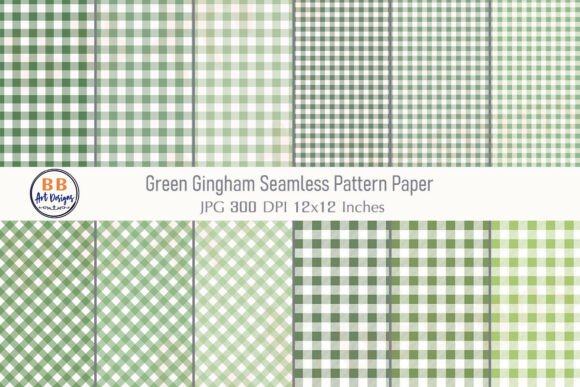 Green Gingham Pattern Checkered Paper