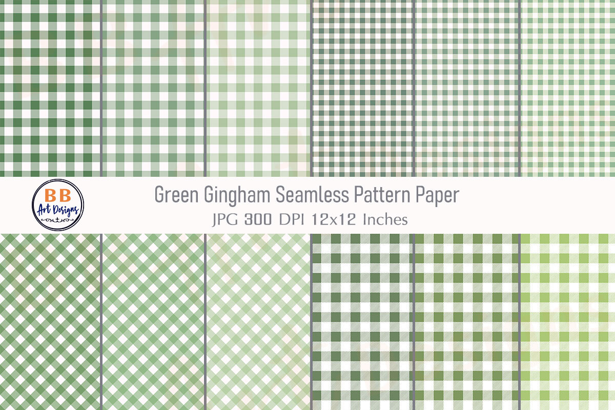 Green Gingham Pattern Checkered Paper
