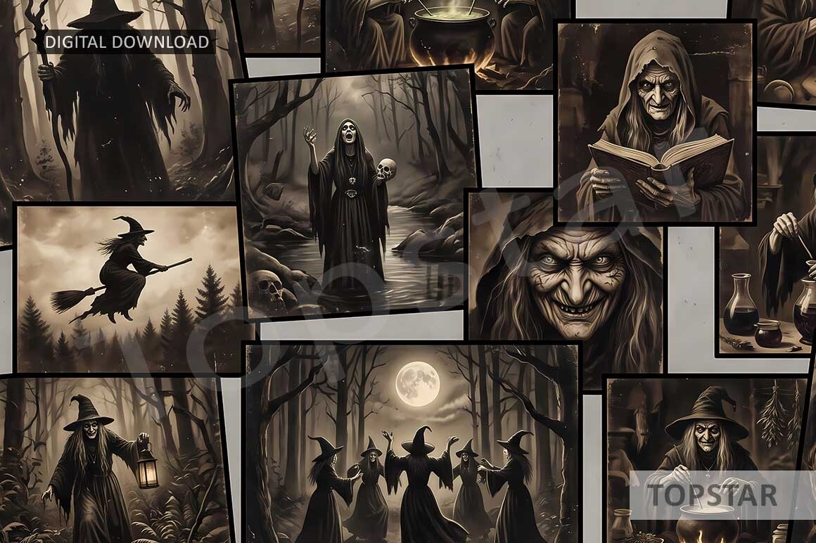 Halloween Witch Art Evil Witches Collage