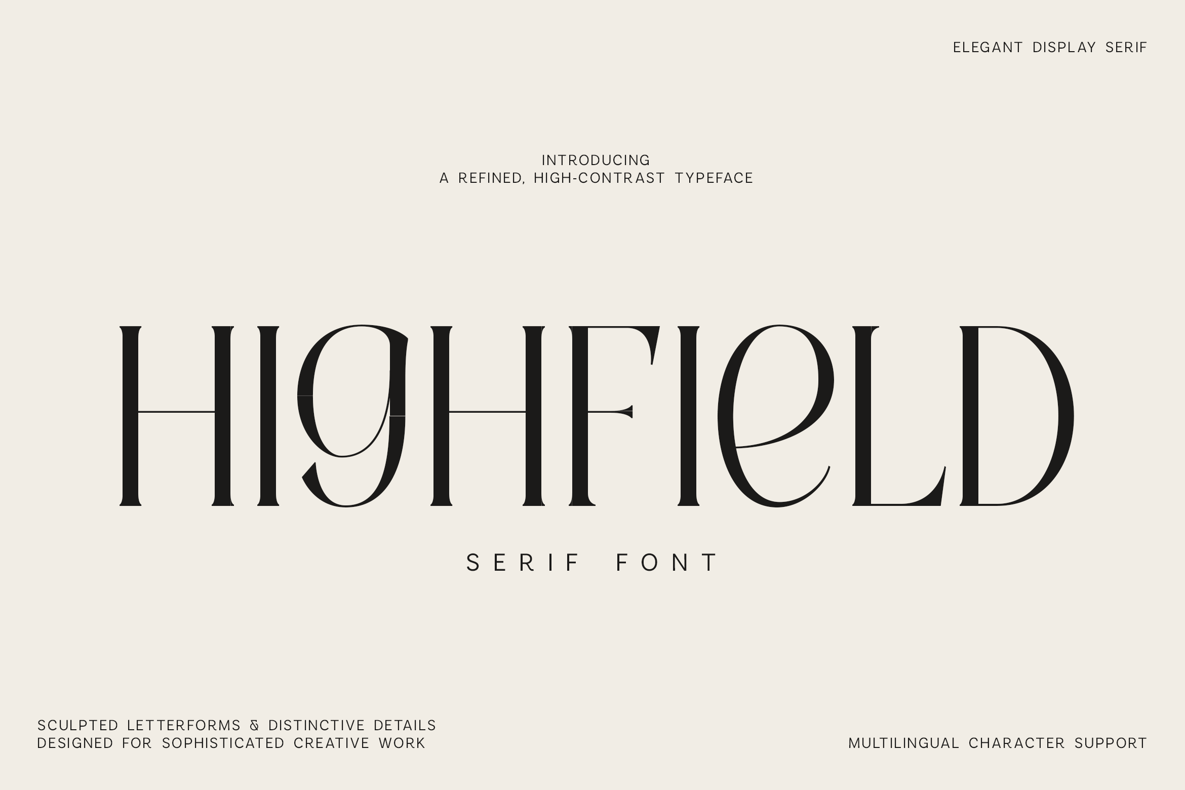 Highfield preview, high-contrast serif lettering