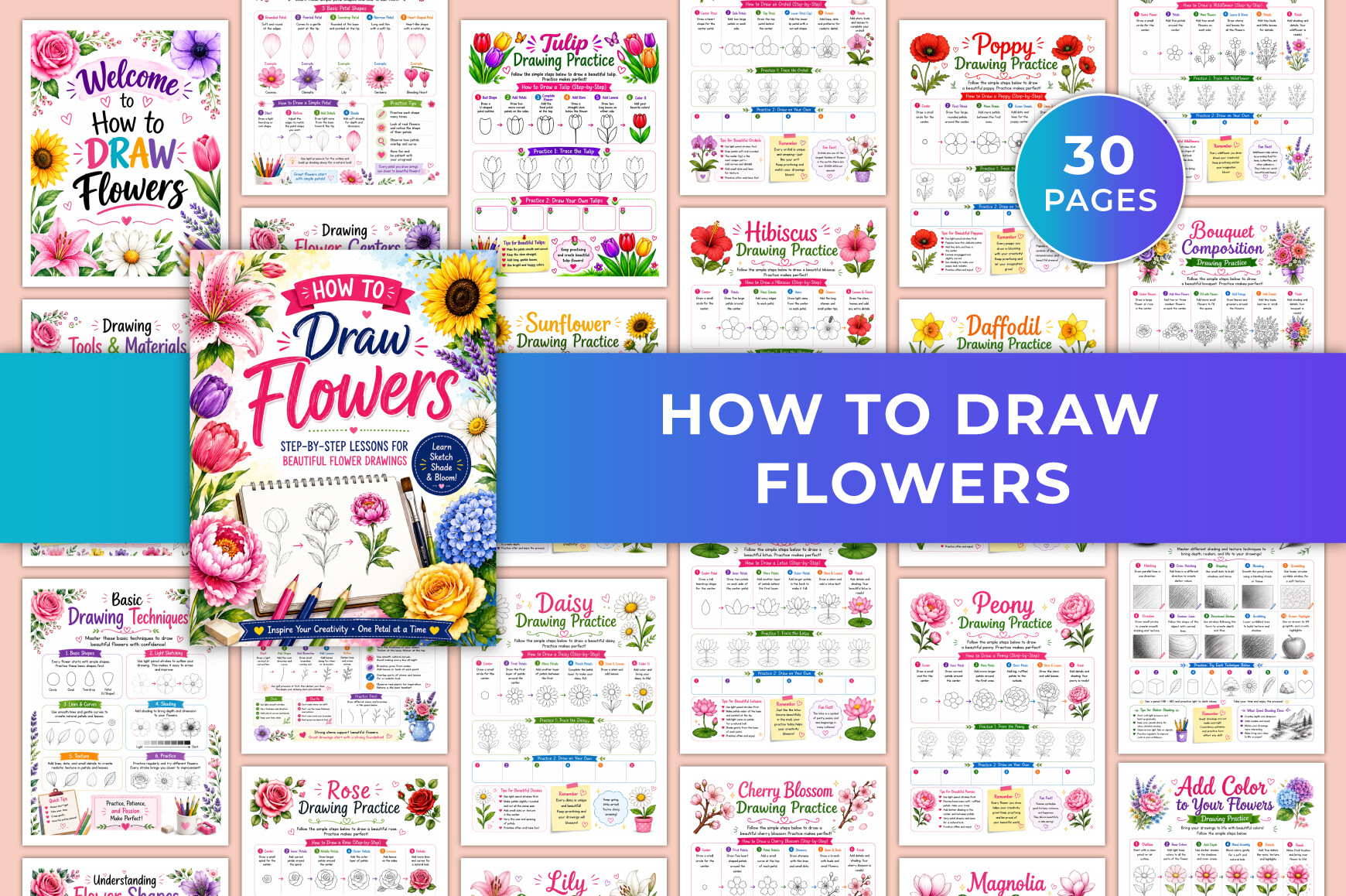 How to Draw Flowers KDP Interiors