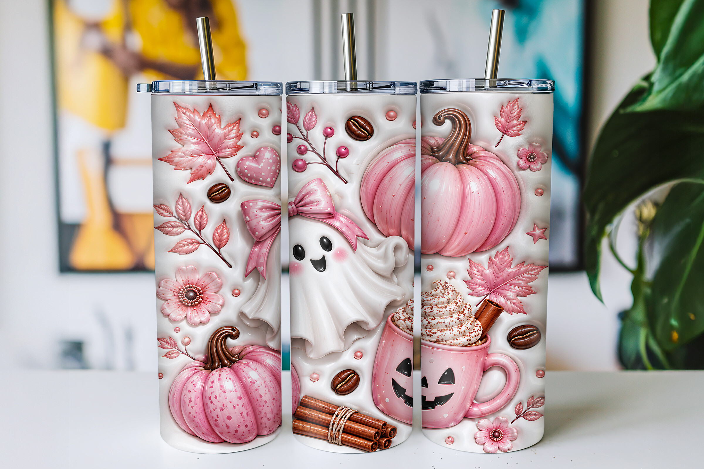 Inflated Ghost Pumpkin 20oz Tumbler Wrap