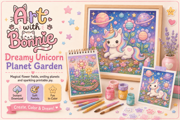 Kawaii Galaxy Garden Coloring PDF
