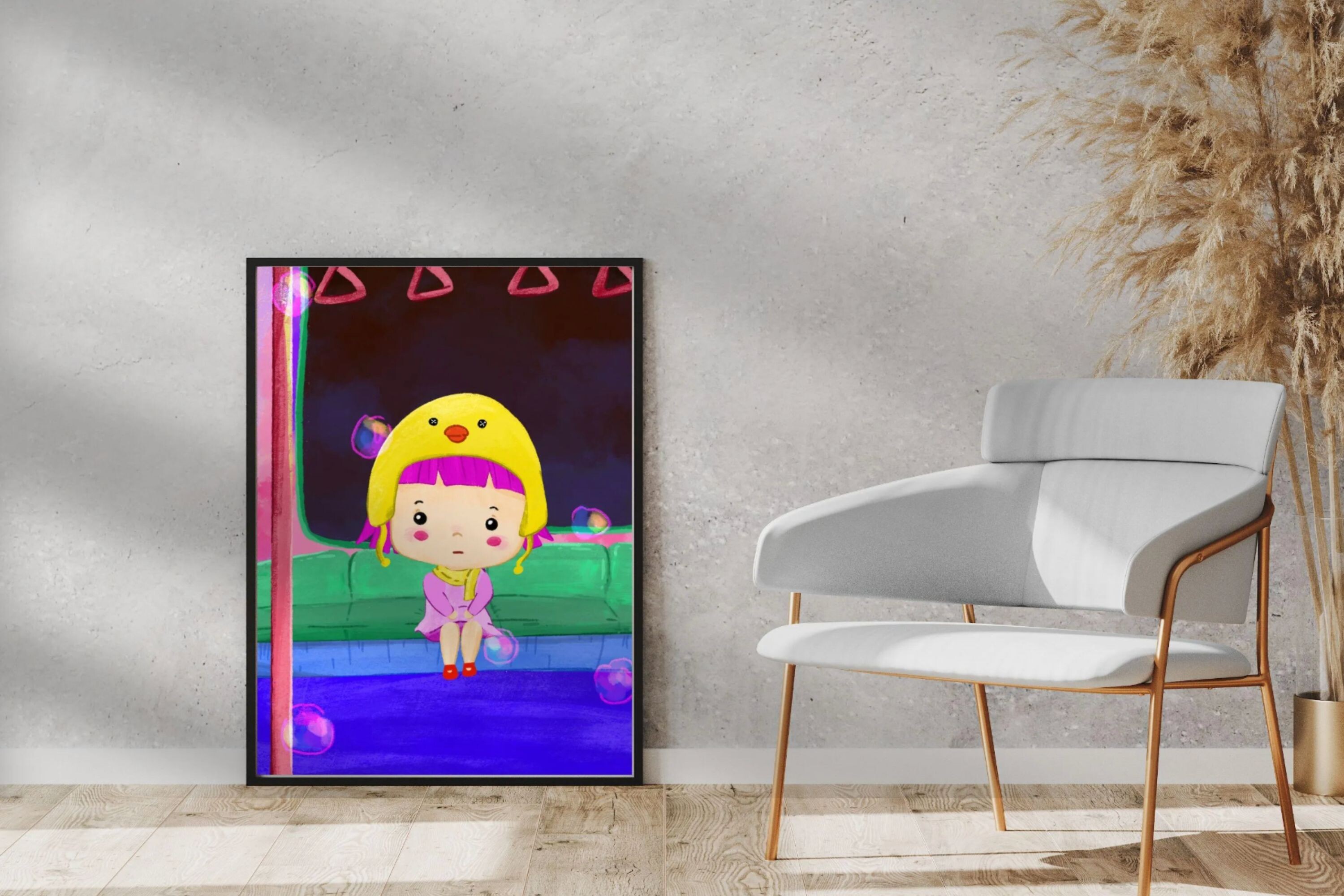 Little Girl Train Wall Art, Whimsical