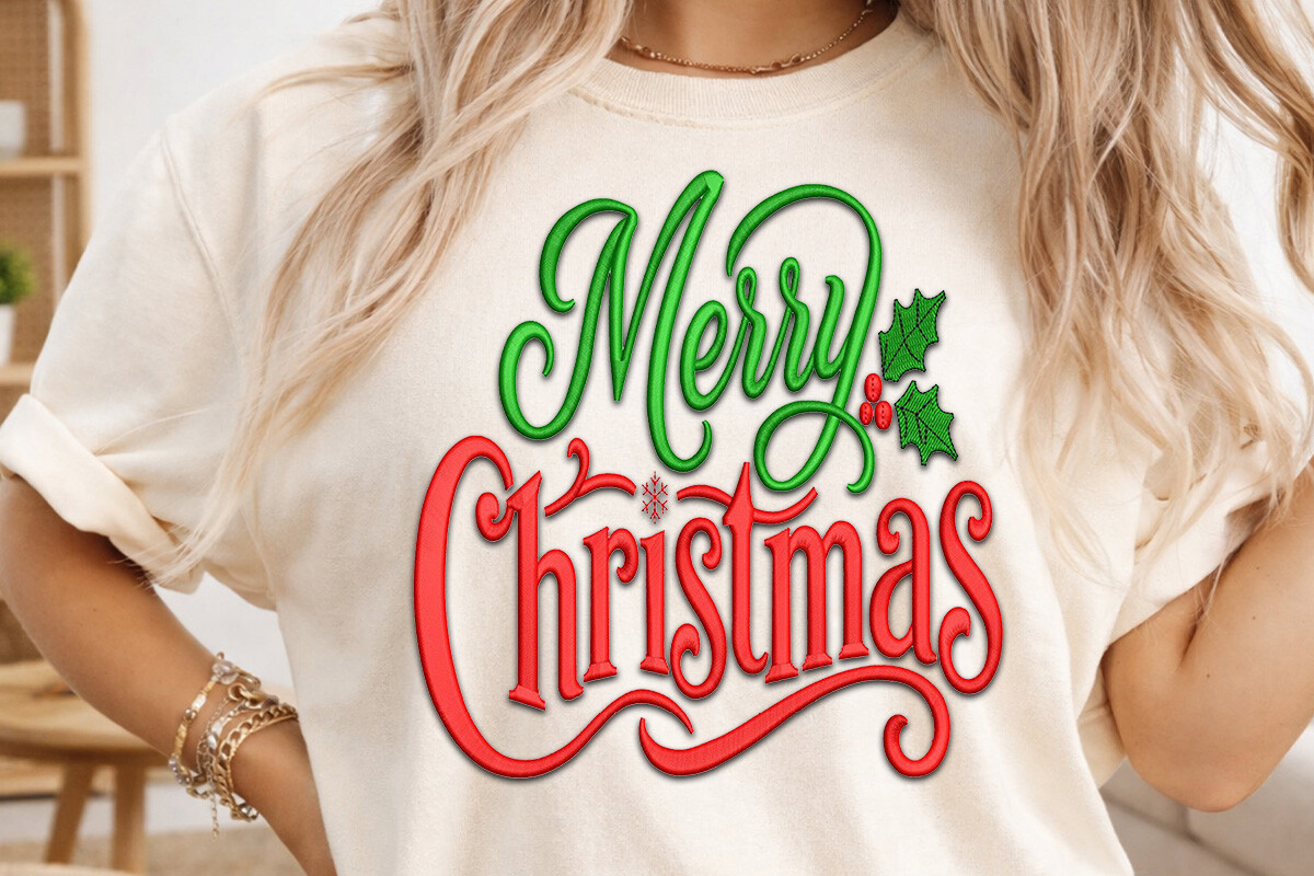 Merry Christmas Embroidery Design - photo 1