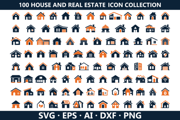 Modern House Icon Set Collection Bundle