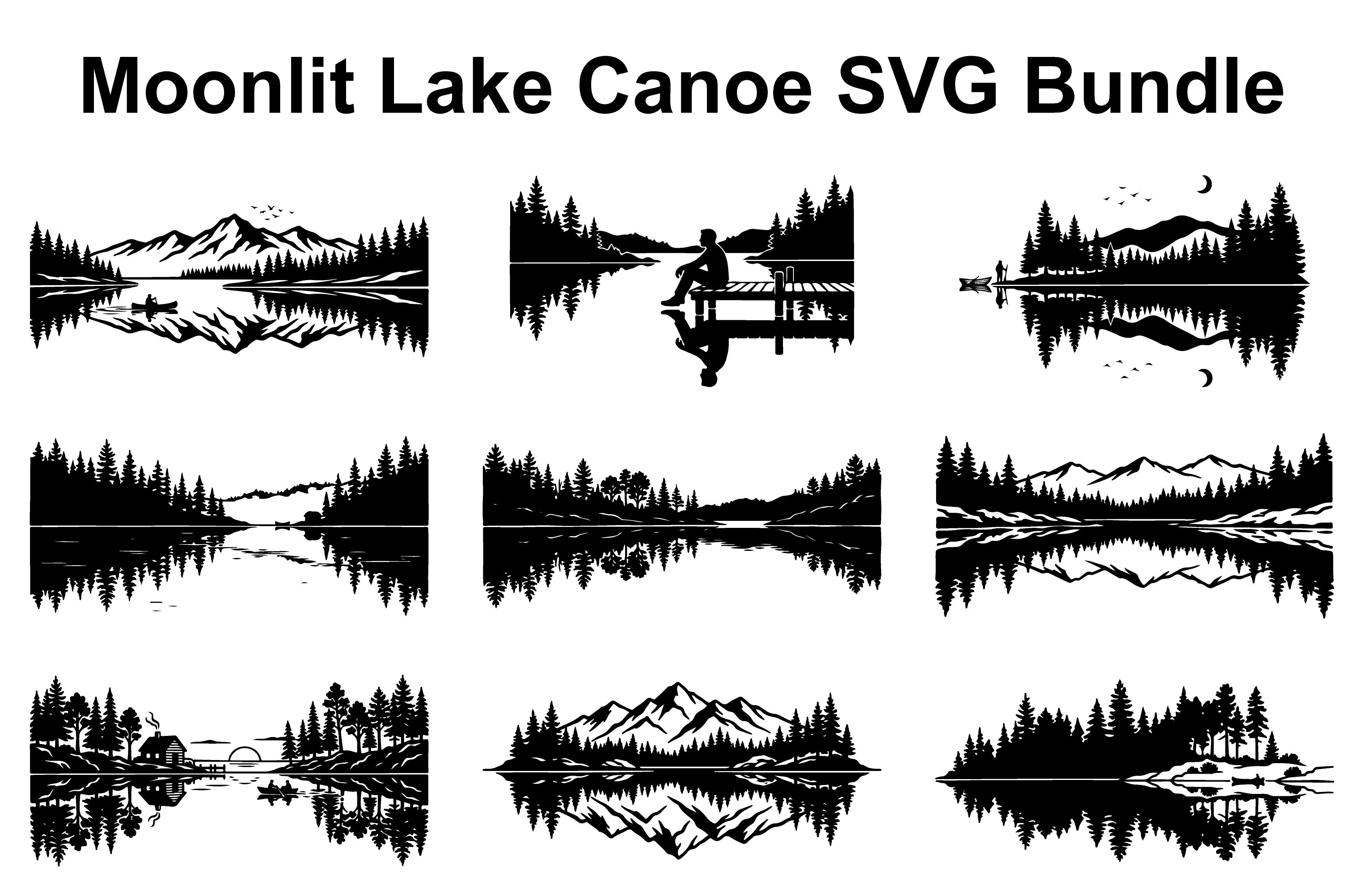 Mountain lake scene, an SVG bundle.
