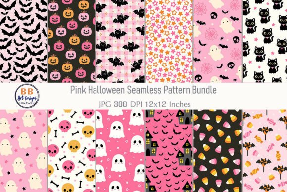 Pink Halloween Pattern Seamless Paper