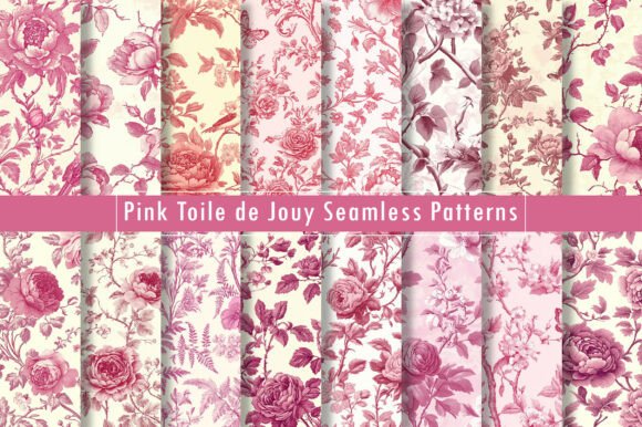 Pink Toile De Jouy Seamless Patterns