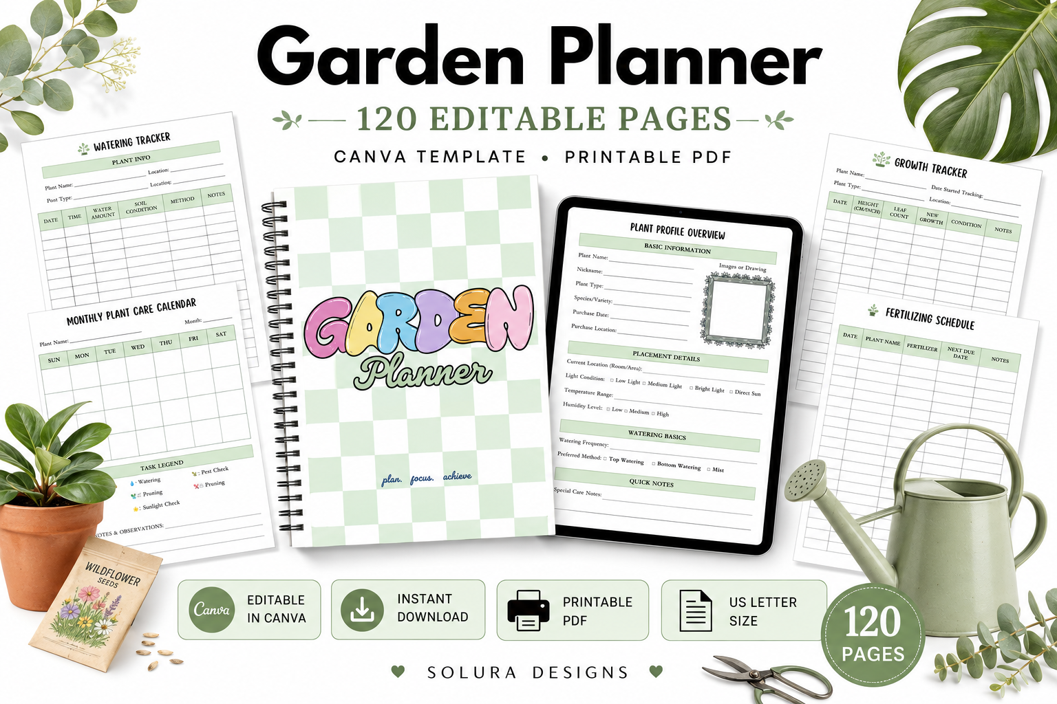 Printable Garden Planner Editable Canva