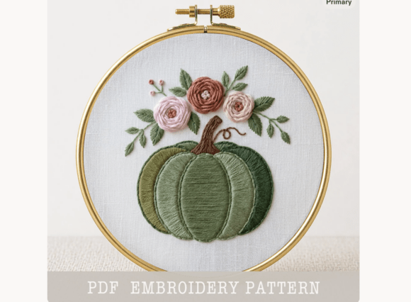 Pumpkin Floral Hand Embroidery Pattern
