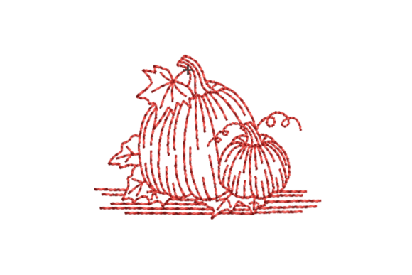 Pumpkin Line Art Redwork Embroidery