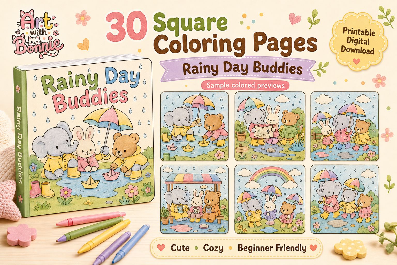 Rainy Day Buddies Coloring Pages PDF