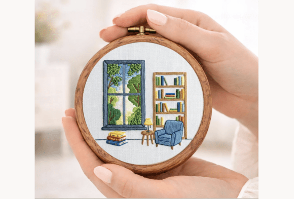 Reading Corner Embroidery Pattern