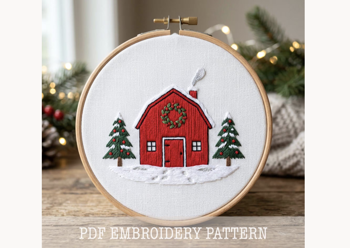 Red Barn Embroidery Pattern