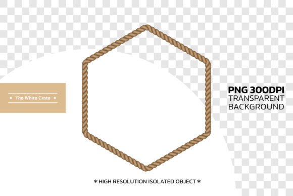 Rustic Brown Rope Hexagon Frame PNG