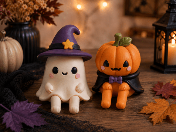 Sitting Mini Halloween Friends STL Bundle - Ghost & Pumpkin - Image 2