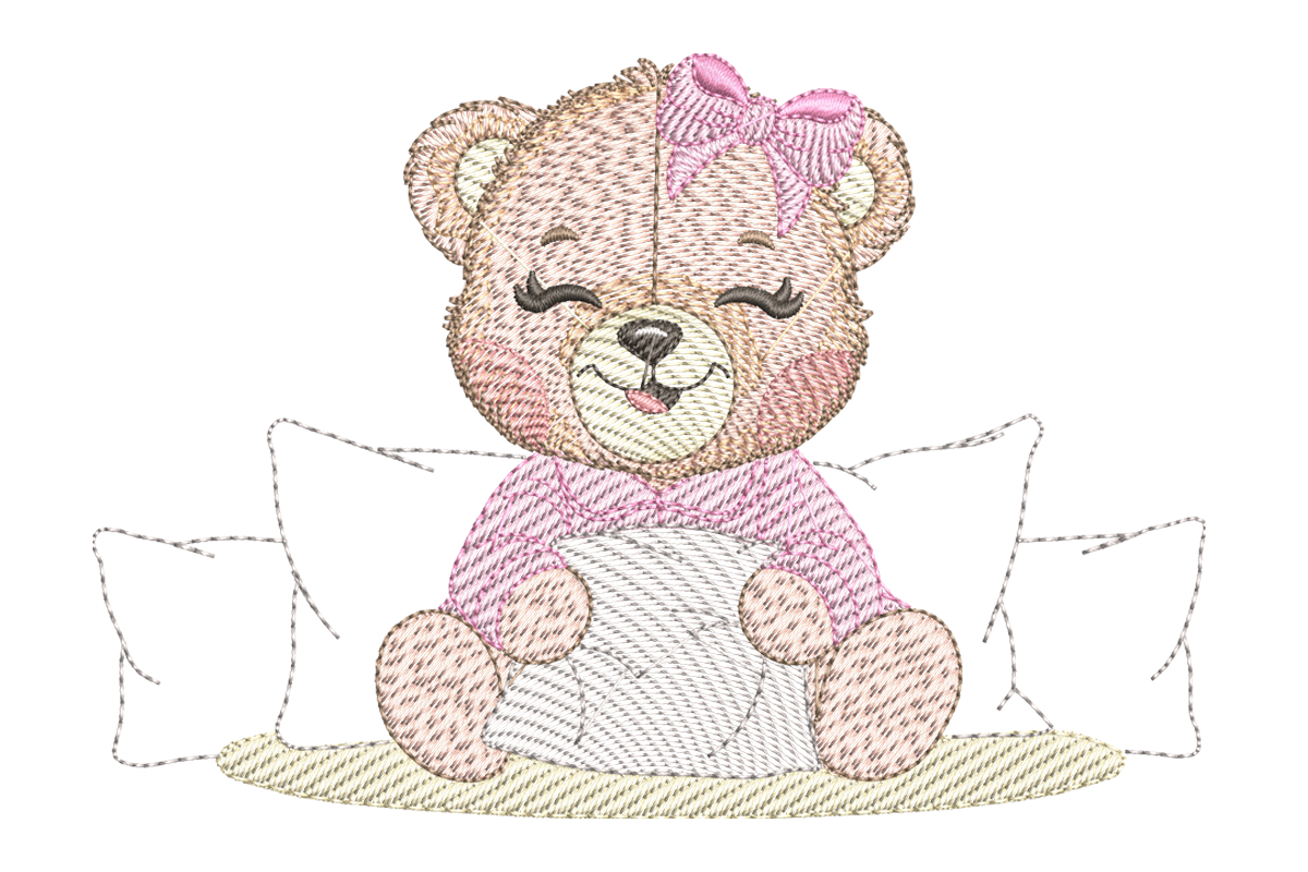 Sleeping Teddy Bear Embroidery