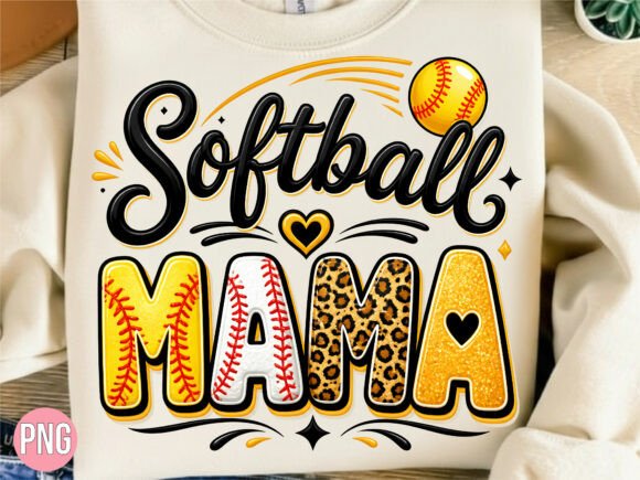 Softball Mama Sports Design PNG T-Shirt