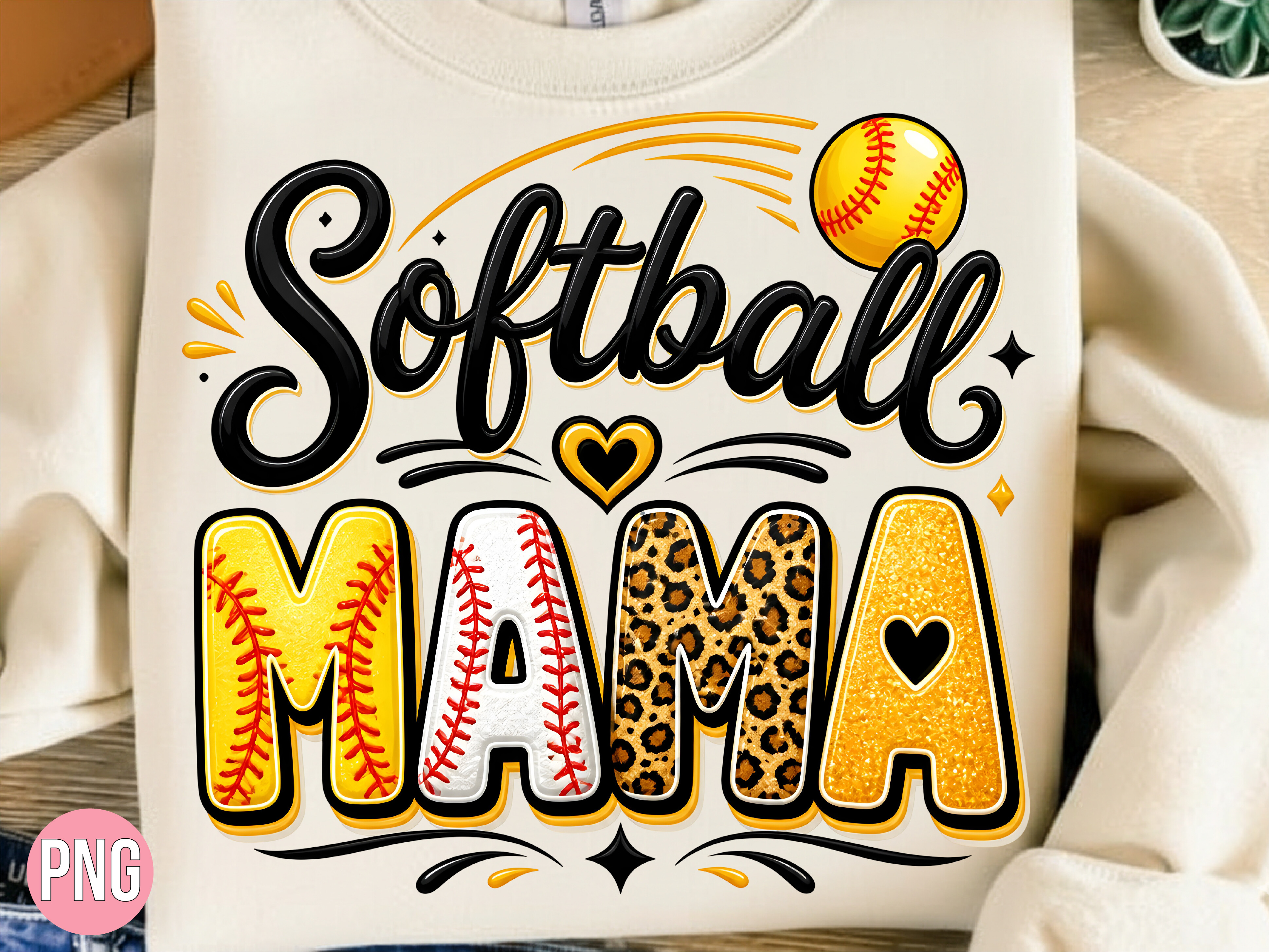 Softball Mama Sports Design PNG T-Shirt