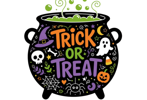 Trick or Treat Halloween Cauldron SVG