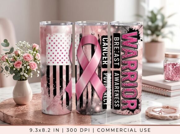 Warrior Breast Cancer Tumbler Wrap PNG