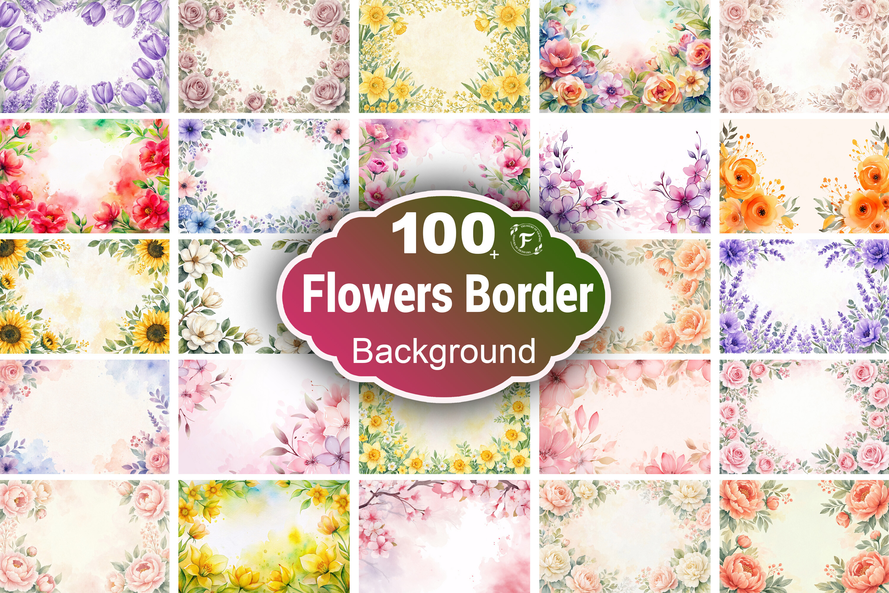 Watercolor Flowers Border Background Graphic by Forhadx5 · Creative Fabrica