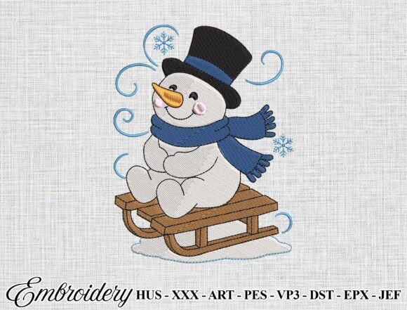 Winter Snowman Machine Embroidery File