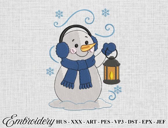 Winter Snowman Machine Embroidery File