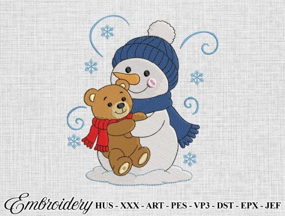 Winter Snowman Machine Embroidery File