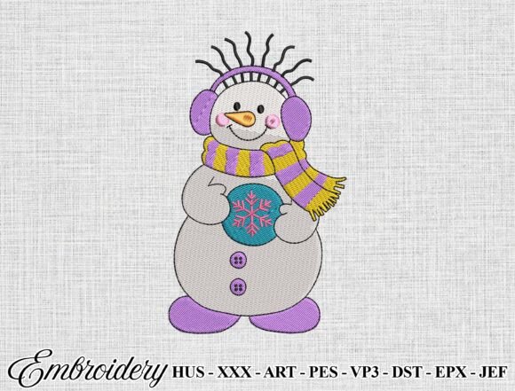 Winter Snowman Machine Embroidery File