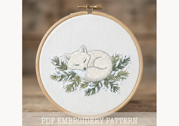 Arctic Fox Embroidery Pattern