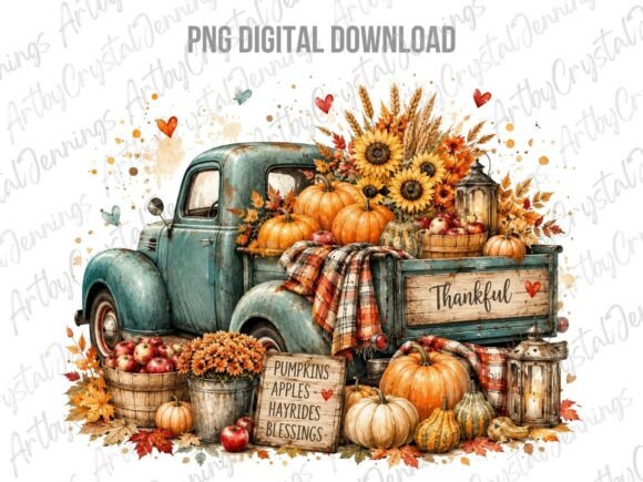Autumn Truck Pumpkin Clipart PNG