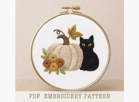 Black Cat Embroidery Pattern