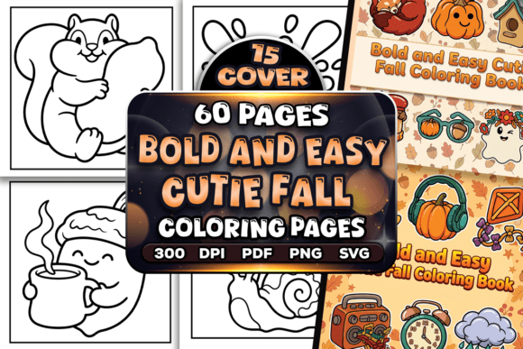 Bold and Easy Cutie Fall Coloring Pages