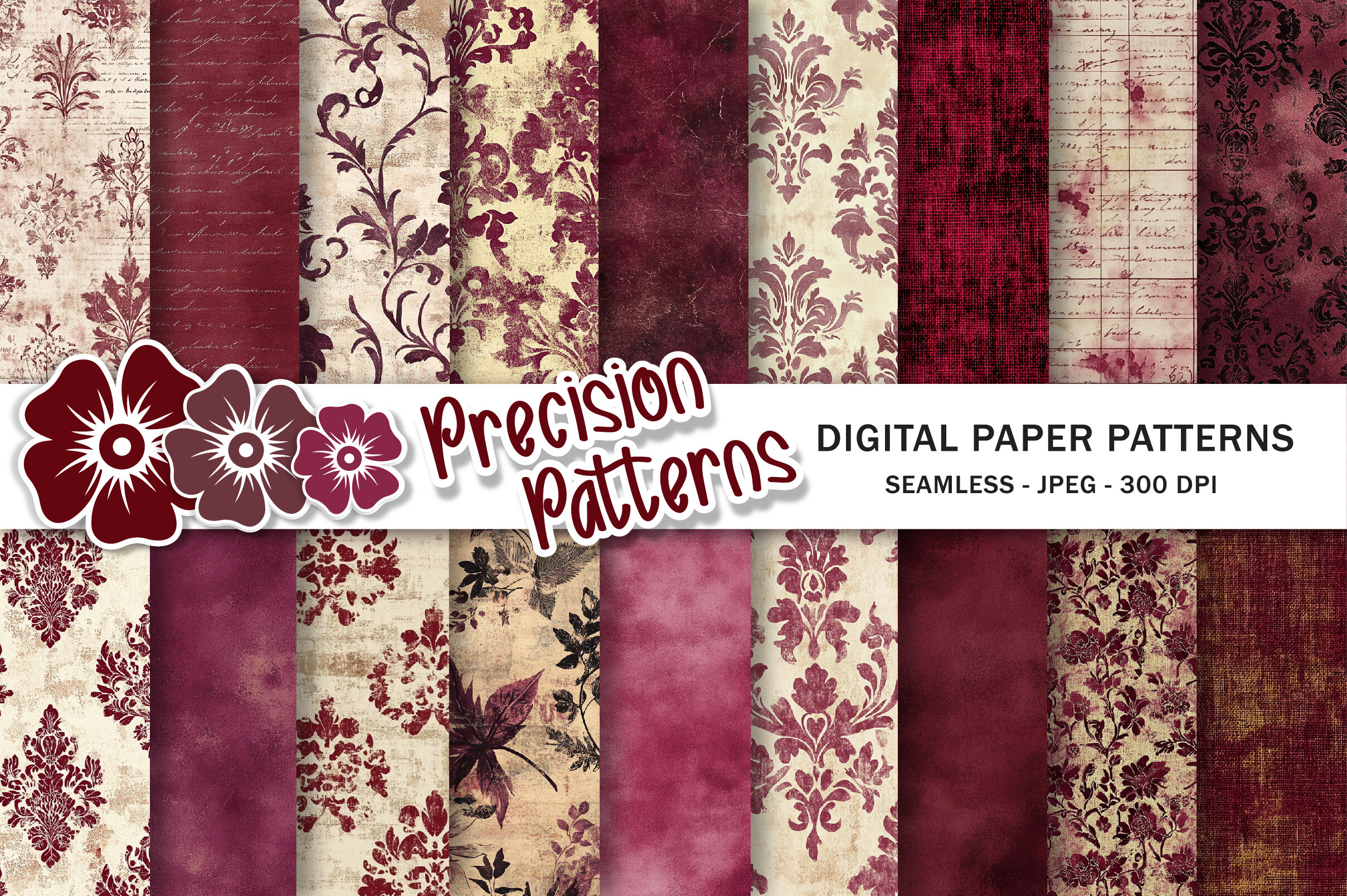 Burgundy Ephemera Digital Paper