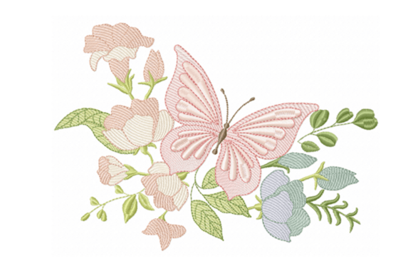 Butterfly Floral Embroidery Design