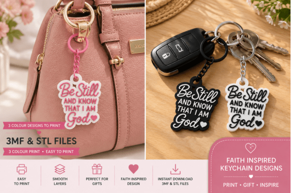 Christian Keychain STL/3MF - Be Still & Know I Am God - Image 2