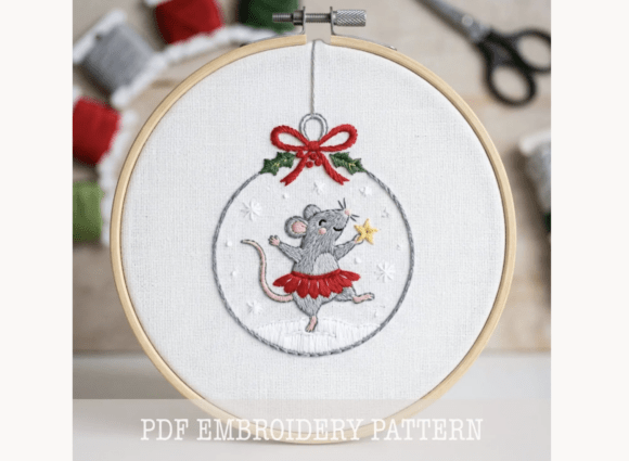 Christmas Mouse Embroidery Pattern
