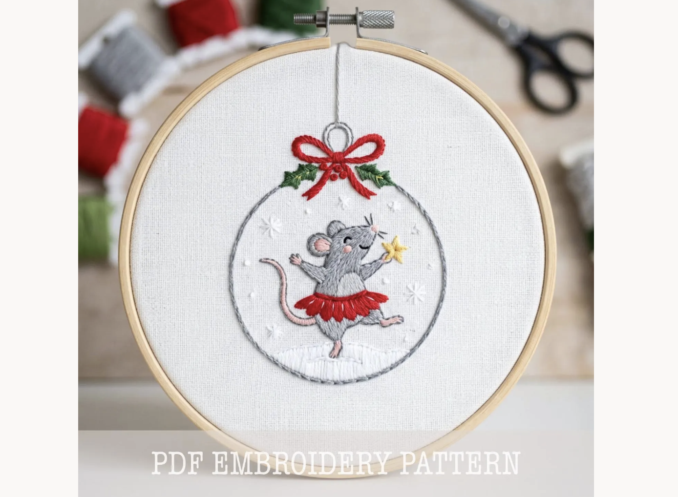 Christmas Mouse Embroidery Pattern