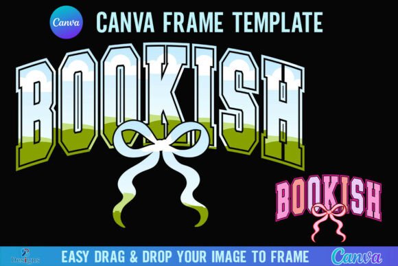 Coquette Bookish Canva Frame Varsity Bow