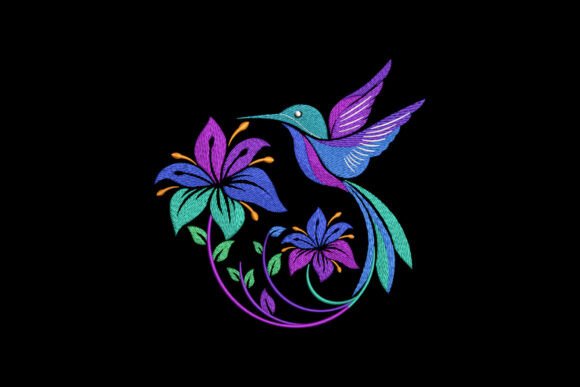 Cute Hummingbird with Flower