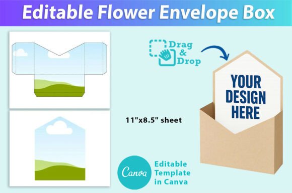 Editable Flower Envelope Box Template
