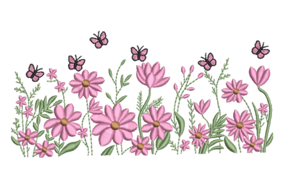 Floral Border with Butterflies